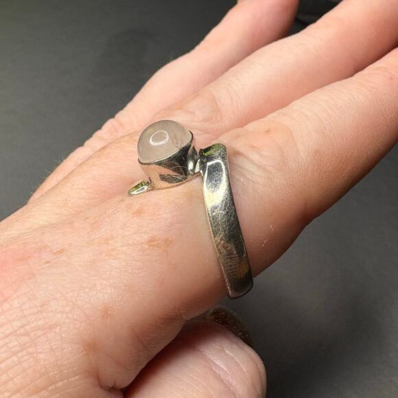 Sterling Silver Rose Quartz Ring Rose Quartz Statement Ring - Picture 2 of 7